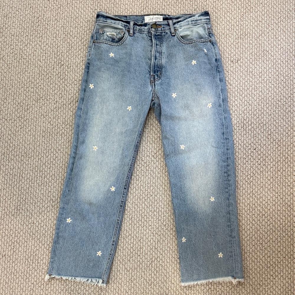 THE GREAT. Wayne Jean with Embroidered Daisies sz 26